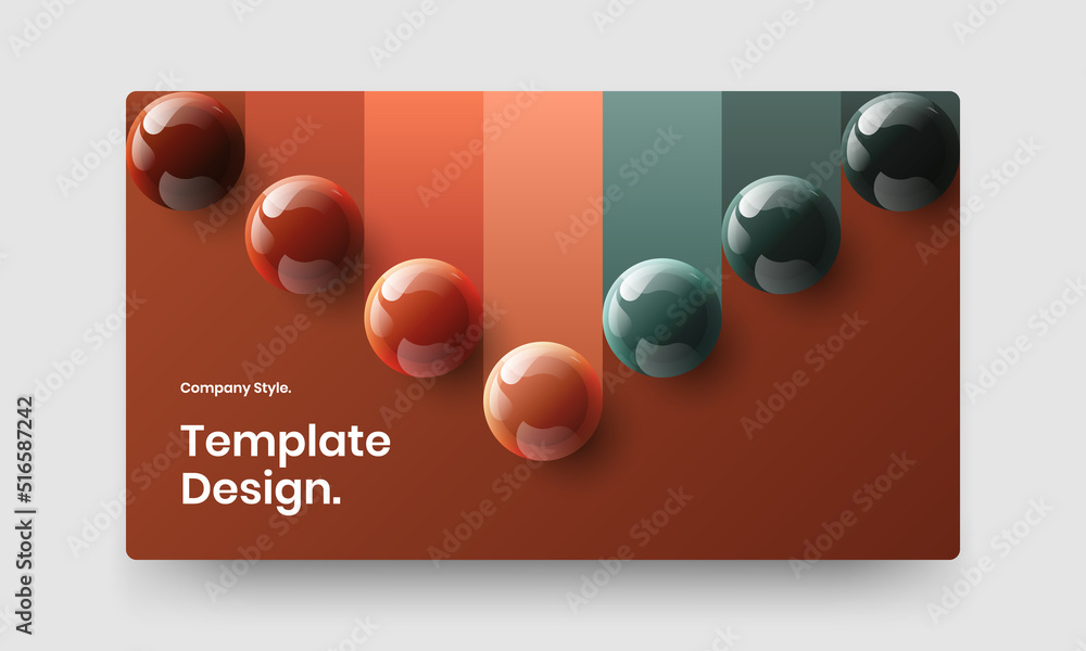 Fresh realistic balls horizontal cover layout. Multicolored postcard design vector template.