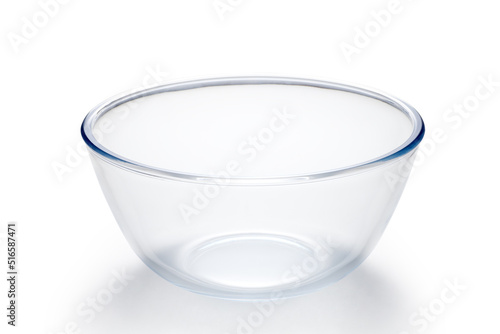 Empty glass bowl isolated on white background