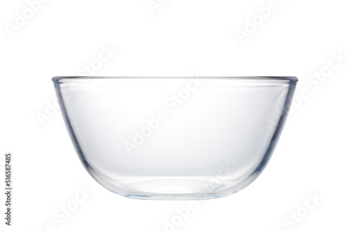 Empty glass bowl isolated on white background
