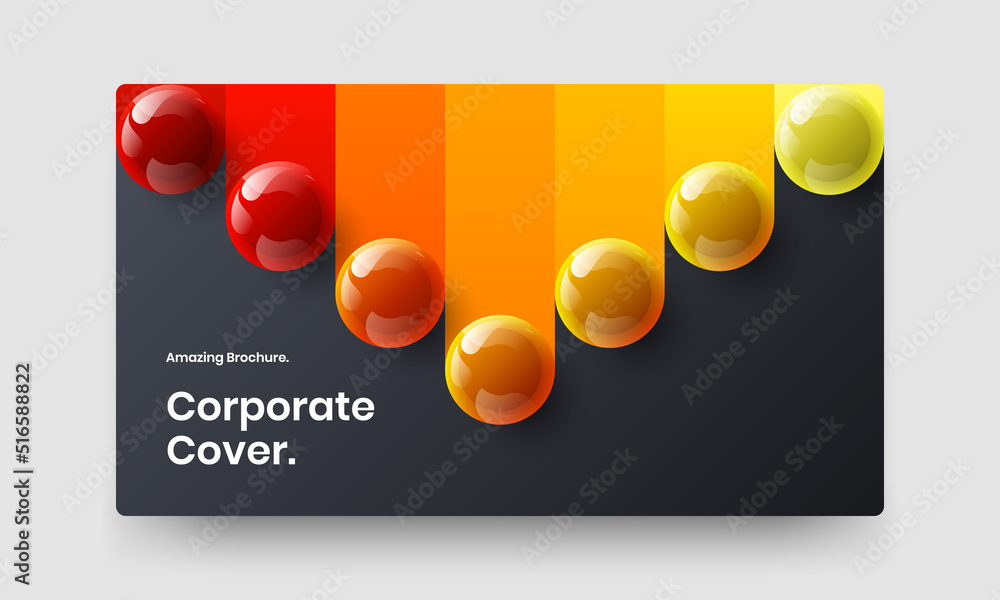Bright placard design vector concept. Geometric 3D spheres annual report layout.