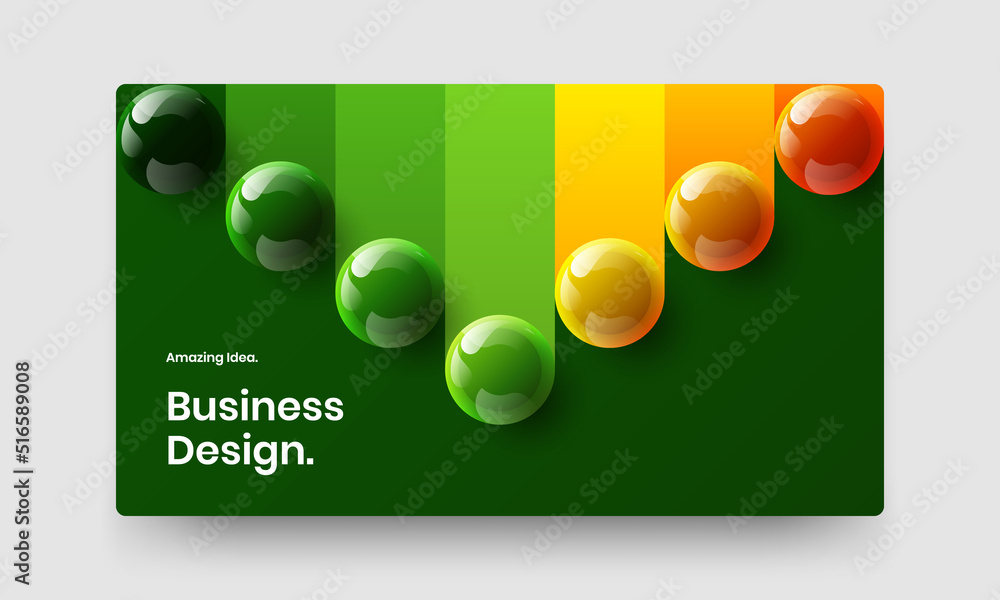 Abstract realistic spheres website screen illustration. Unique company brochure design vector concept.