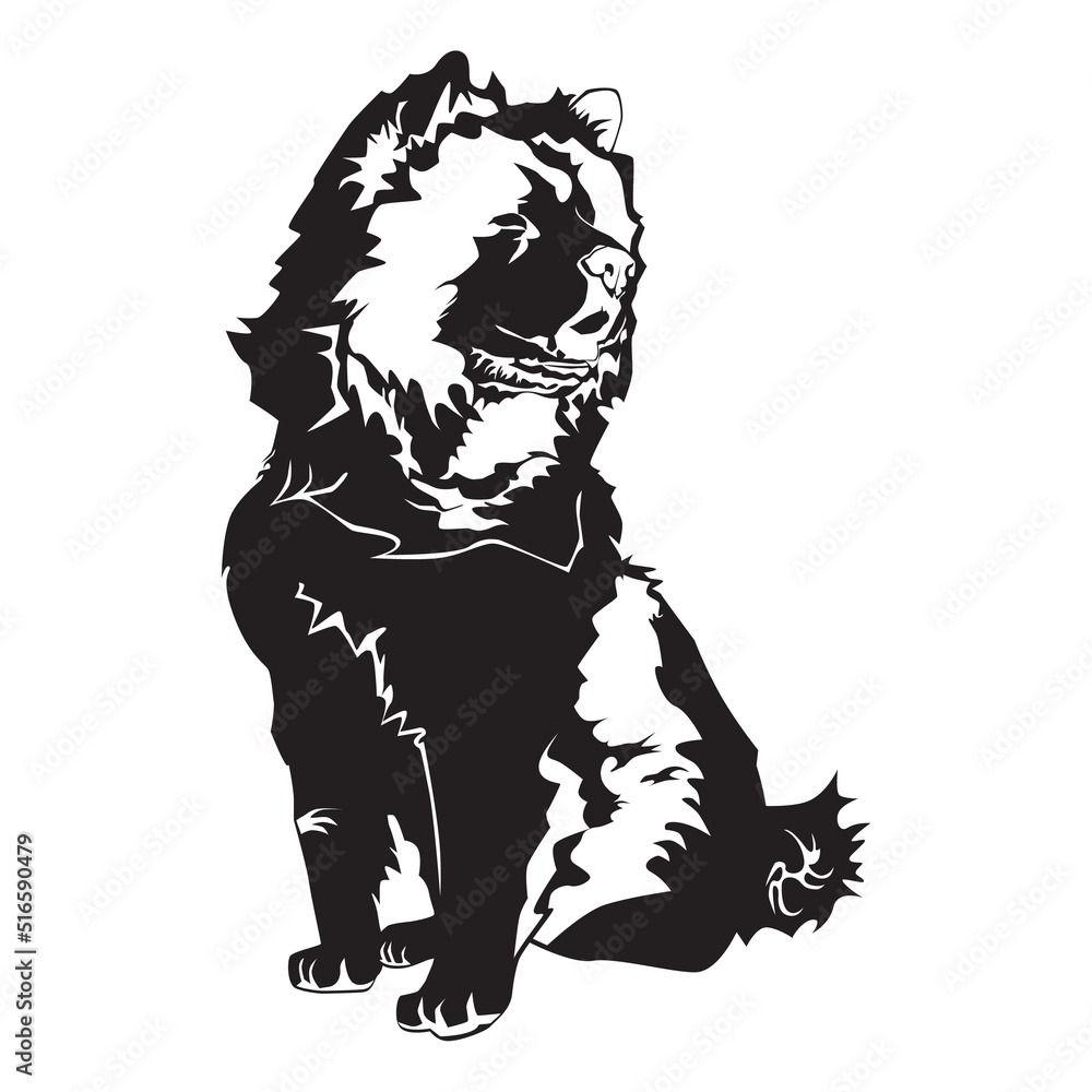 Chow chow dog black silhouette, vector illustration Chow chow dog black silhouette, vector illustration
