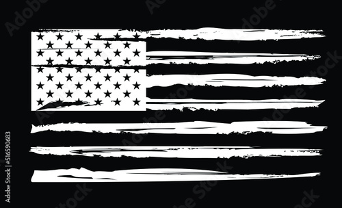 Vector of the white grunge usa flag	
