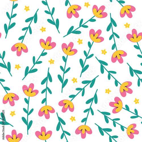 Cute garden flower seamless pattern vector design © Mila Dobraya