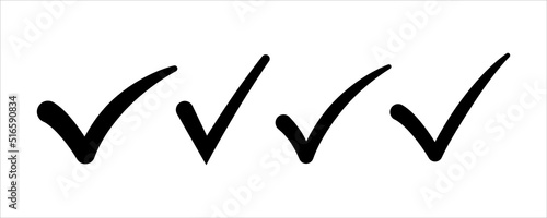 Tick type vector black color isolated. Various tick vector.