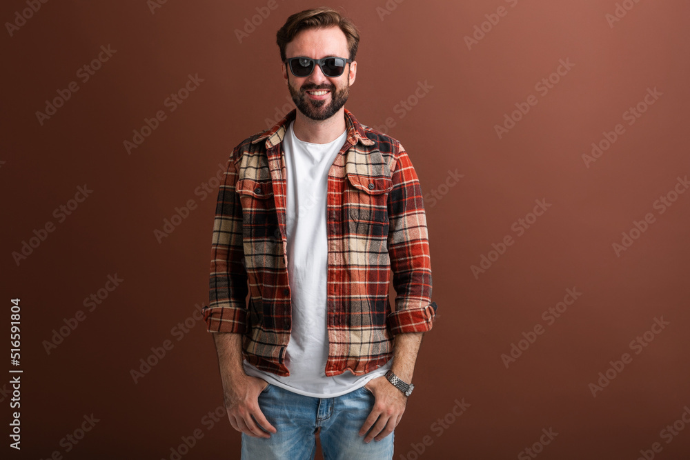 handsome man on brown background handsome man on brown background