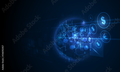 Money transfer. Global Currency. Stock Exchange. Stock vector illustration..