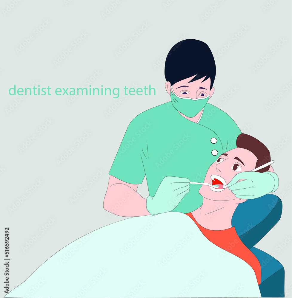 Obraz premium Male dentist examining male patient's teeth in bed