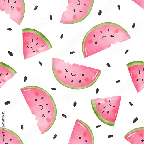 Draw seamless pattern watermelon slices For summer