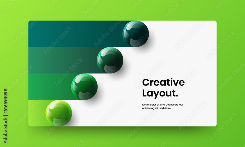 Fresh 3D balls landing page layout. Premium website design vector illustration.