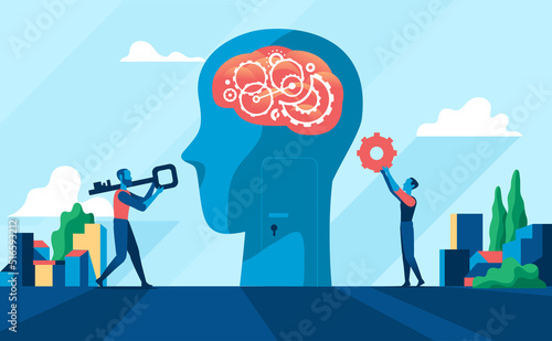 Uomini che lavorano sul cervello umano
