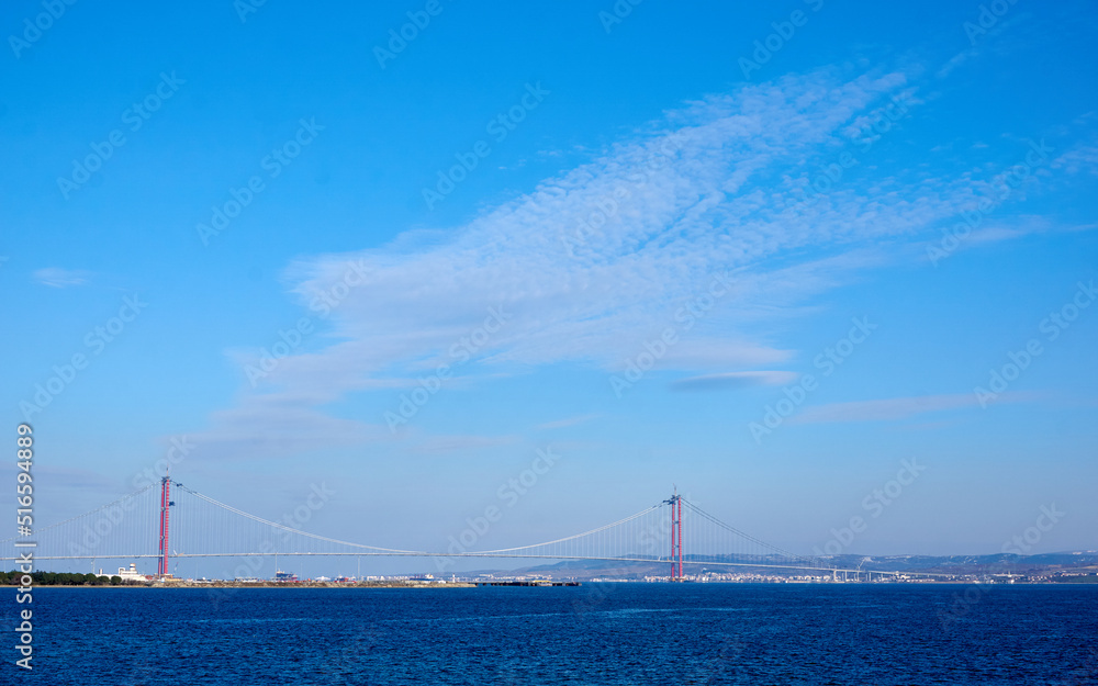 Fototapeta premium The construction of 1915 Canakkale Bridge