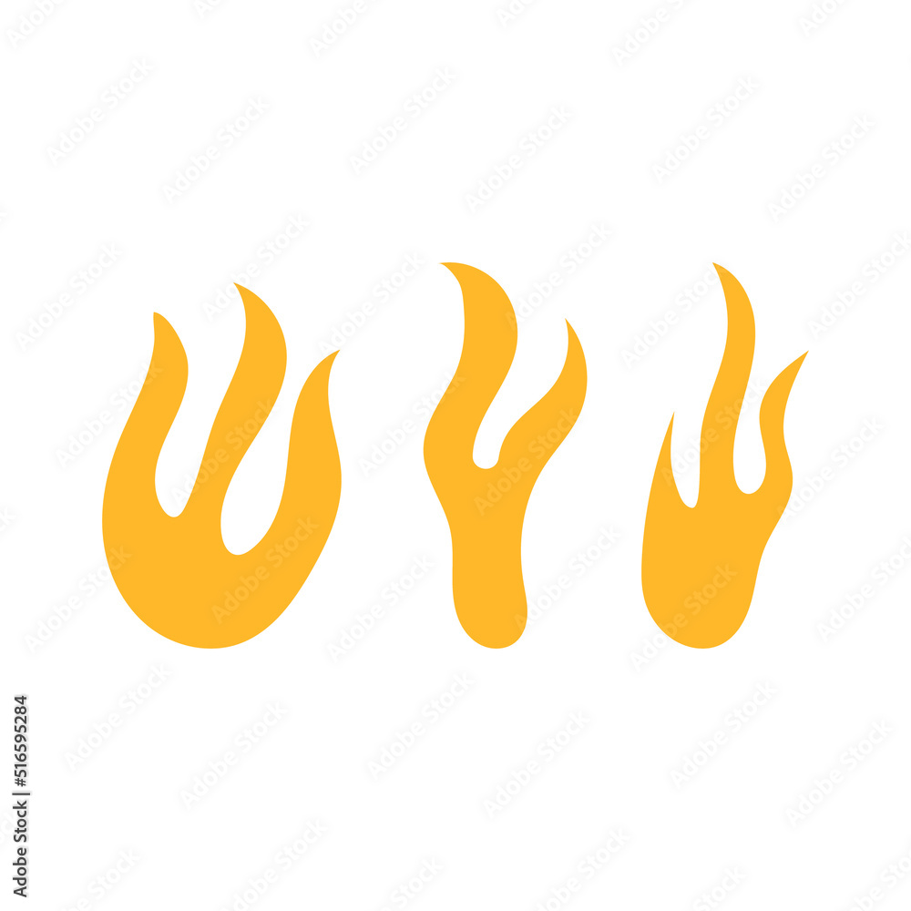 Set of burning fire. Vector illustration on isolated background. Silhouette flame icons. Asian style Set of burning fire. Vector illustration on isolated background. Silhouette flame icons. Asian style