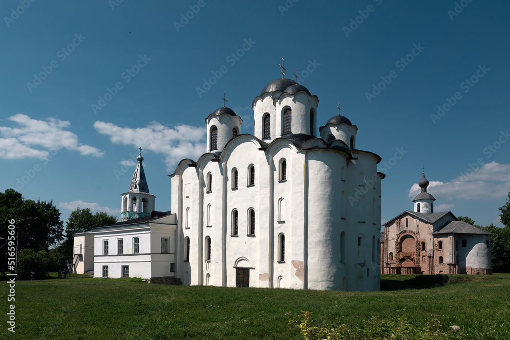 Ancient church. Ancient Russian church in the Novgorod.