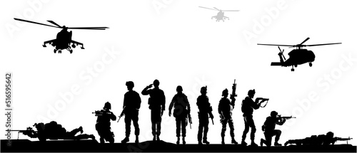 silhouette of a salute soldier in black and white.