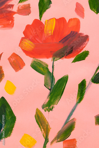 drawing flowers on a bright background. Oil painting, acrylic..impressionistic style, flower painting, bright colors. Artistic background. Card. Flower card.