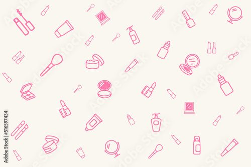 Cosmetics set for women on a yellow background