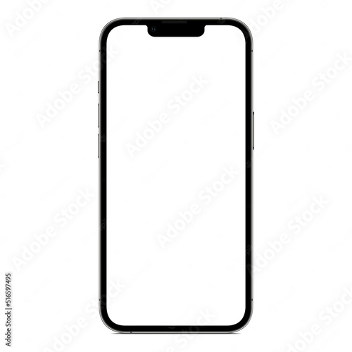 mockup expensive modern frameless phone with face identification, white background with black phone and white display. 3d render. 
