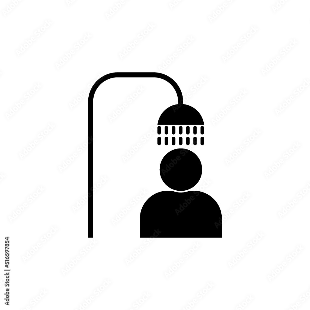 Shower logo. Man taking shower icon isolated on white background Shower logo. Man taking shower icon isolated on white background