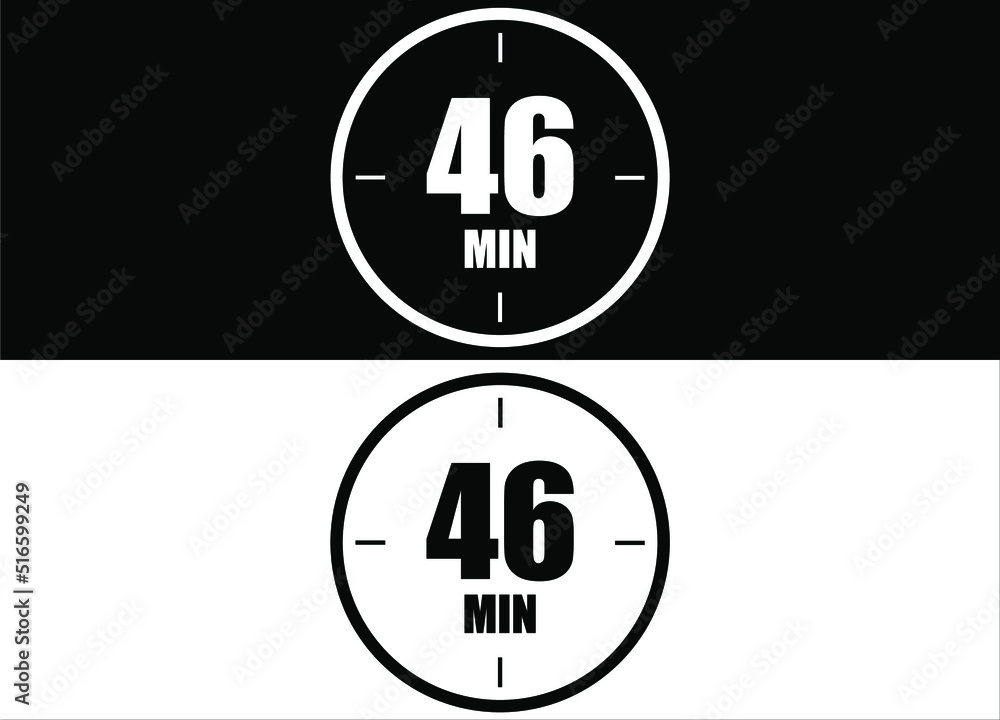 46 minutes. Set of white and black clock with appointment.