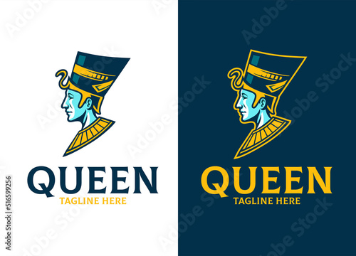 Egyptian Queen Nefertiti head Logo