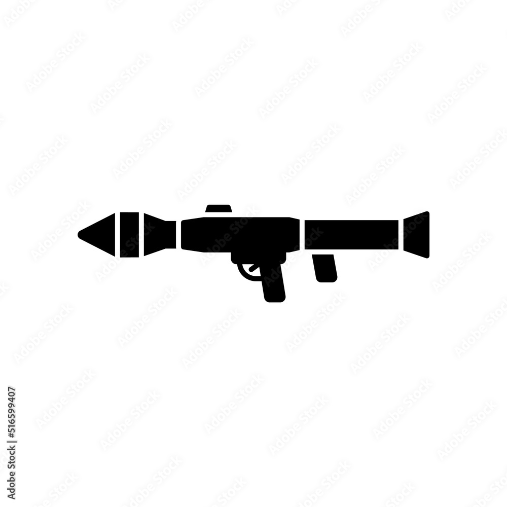 Rocket launcher black icon. Vector illustration