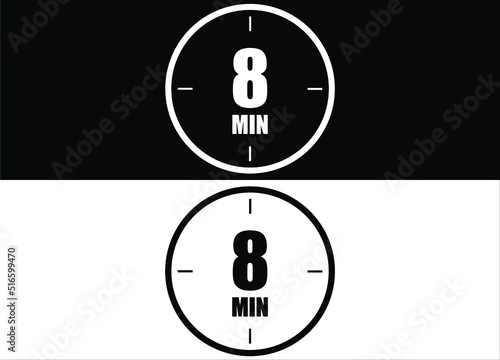 8 minutes. Set of white and black clock with appointment.