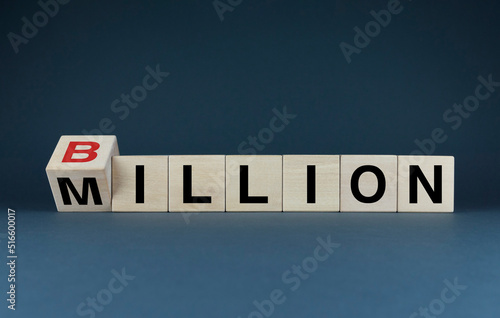 Million or Billion. Cubes form words - Million or Billion. photo