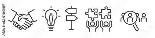 Business vector icon collection on white backround -  agreement, ideas, teamwork, options, choice and recruitment