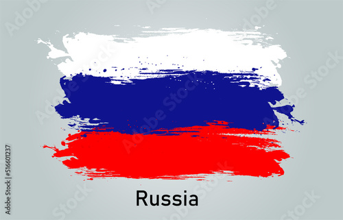 Flag of Russia brush stroke grunge style banner background. vector.