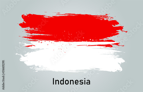 Flag of Indonesia brush stroke grunge style banner background. vector.