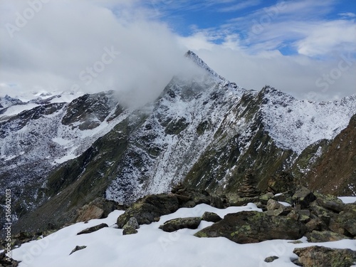 snow covered mountains in winter panorama beautiful