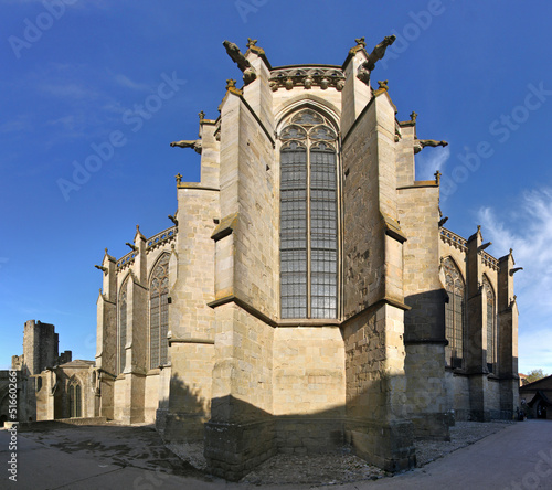 Billede på lærred Panoramic view of the gothic basilica of St Nazaire with buttress construction a