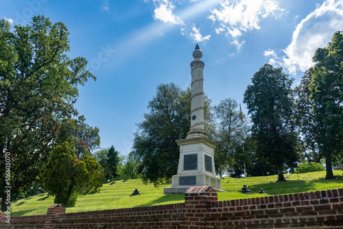 Fredericksburg, Virginia: Monument to Fifth Corps, Army of the Potomac in Fredericksburg National Cemetery. Honors corps members lost attacking Marye's Heights during Battle of Fredericksburg. photo