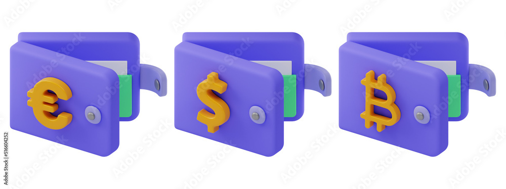 money finance icon set 3d rendering on isolated background