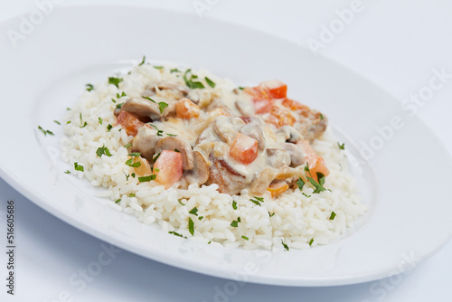  rice with meat on white