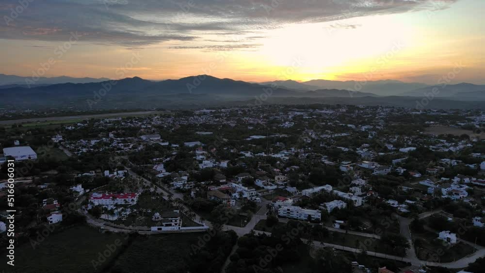 Puerto Escondido Jungle Mountain City Aerial Drone Above Sun View Mexico Oaxaca Puerto Escondido Jungle Mountain City Aerial Drone Above Sun View Mexico Oaxaca