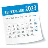 September 2023 Calendar Leaf. Week Starts on Monday. Vector Illustration