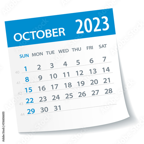 October 2023 Calendar Leaf - Vector Illustration
