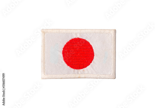 Japanese Fabric Uniform Flag Patch Isolated on White Background.
