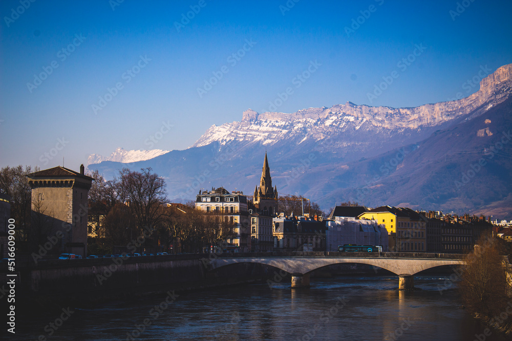 view of the river Grenoble morning