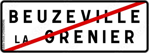 Panneau sortie ville agglomération Beuzeville-la-Grenier / Town exit sign Beuzeville-la-Grenier