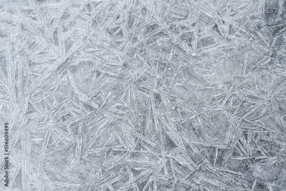 Closeup or macro of ice crystals of frozen water Closeup or macro of ice crystals of frozen water
