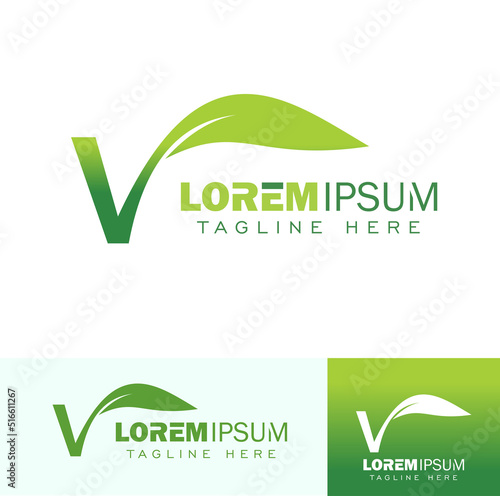 V leaf Monogram Initial Logo Sign