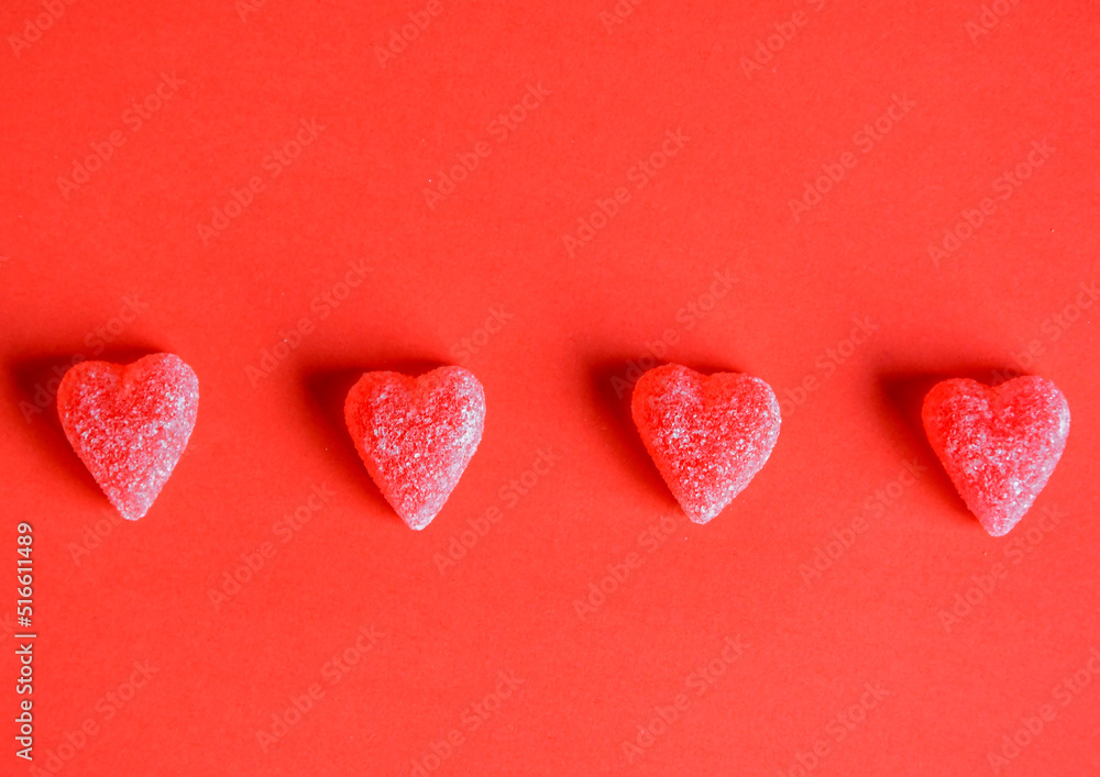 Fototapeta premium Photo of red jelly candy hearts