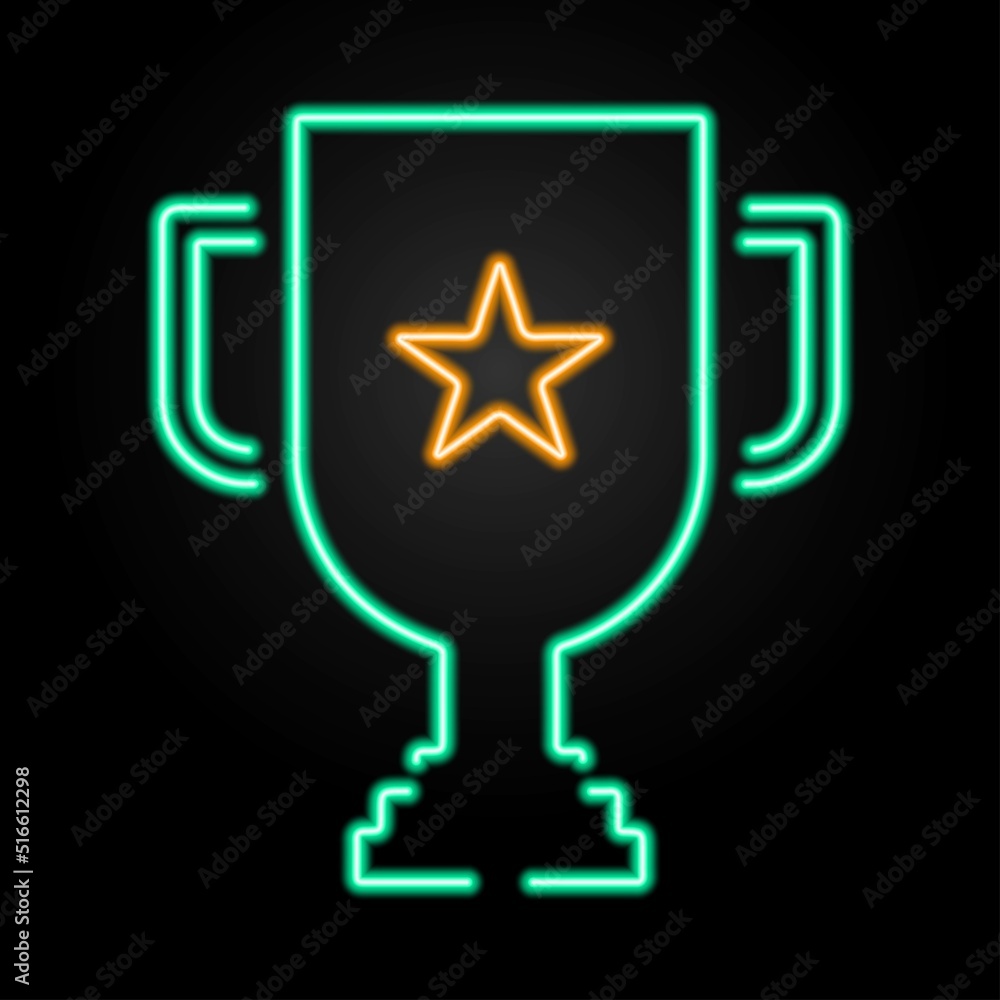winner cup neon sign, modern glowing banner design, colorful modern design trends on black background. Vector illustration. winner cup neon sign, modern glowing banner design, colorful modern design trends on black background. Vector illustration.
