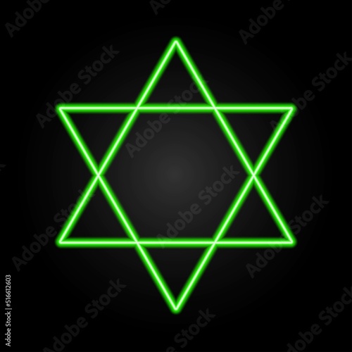star of david neon sign, modern glowing banner design, colorful modern design trends on black background. Vector illustration.