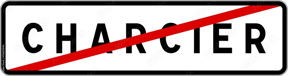 Panneau sortie ville agglomération Charcier / Town exit sign Charcier Panneau sortie ville agglomération Charcier / Town exit sign Charcier