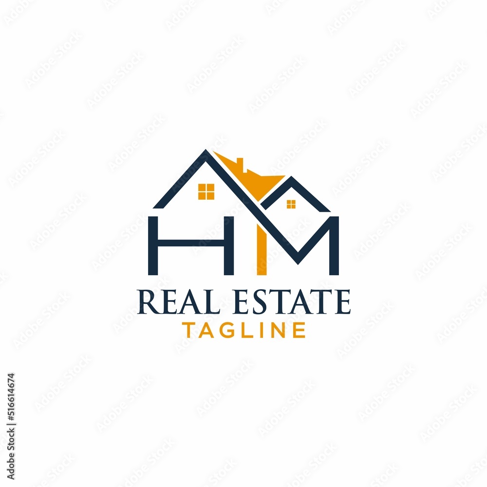 letter HM home logo design