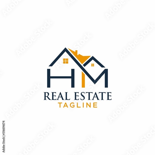 letter HM home logo design